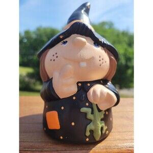 VTG Halloween Decor Hand Painted Ceramic Witch Figurine 1980s Magic Gare INC